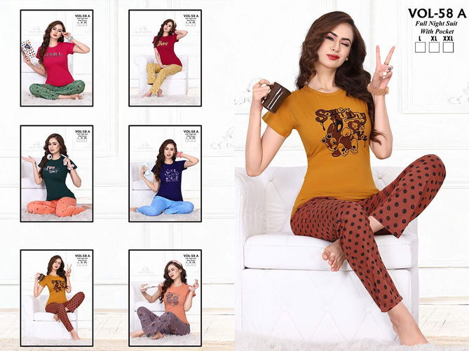 Ft New 58 A Daily Wear Hosiery Wholesale Cotton Night Suits Collection